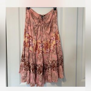 Angie Pink Tiered Maxi Skirt with Tie Front Dress